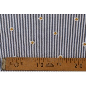 tissu seersucker brodé à rayures - bleu marine et blanc