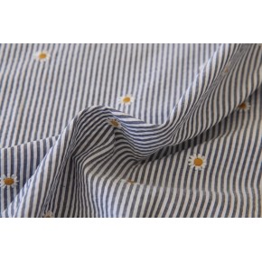 tissu broderie seersucker marine et blanc