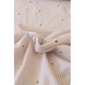 seersucker broderies rayures - beige et blanc