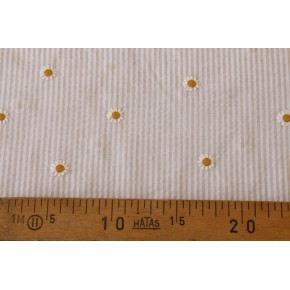 tissu seersucker brodé à rayures - beige et blanc