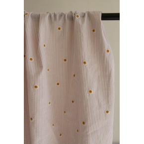 joli seersucker rayé beige avec pâquerette jaune et blanche