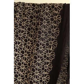 tissu en coton brodé - noir et écru