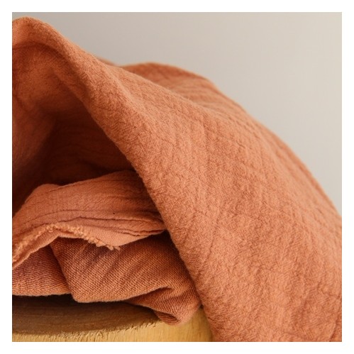 tissu double gaze brique clair - un chat sur un fil