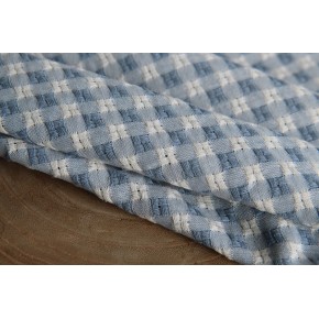 joli coton brodé et ajouré - bleu et écru