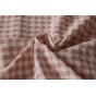 tissu en coton vichy brodé - rose