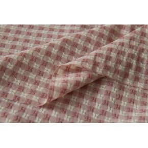 tissu broderie carreaux rose et écru