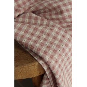 joli coton brodé et ajouré - rose et écru