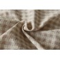 tissu en coton vichy brodé - beige lin