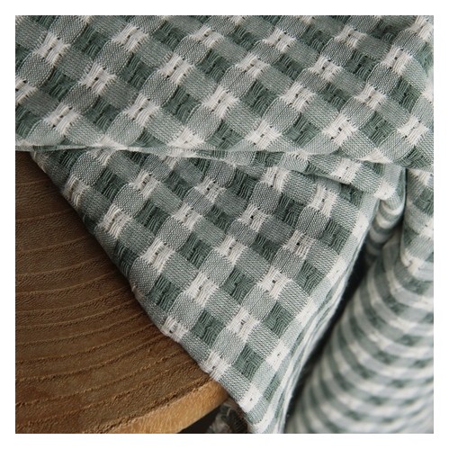 joli coton brodé et ajouré - vert et écru