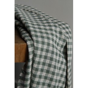 tissu broderie carreaux vert et écru