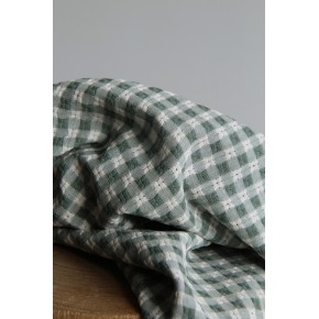 tissu en coton vichy brodé - vert