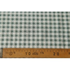 tissu broderie carreaux vert et écru