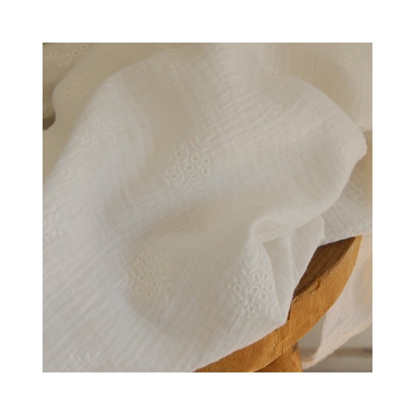 tissu en double gaze brodée pour coudre robe, blouse