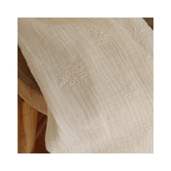 jolie double gaze brodée - écru