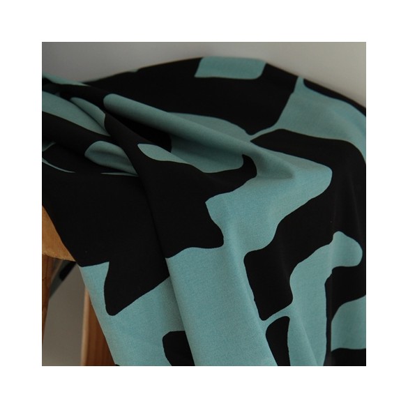 twill de viscose imprimé - un chat sur un fil