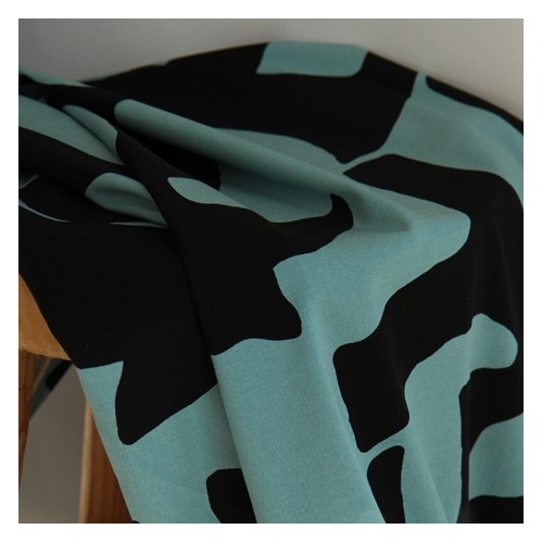 twill de viscose imprimé - un chat sur un fil