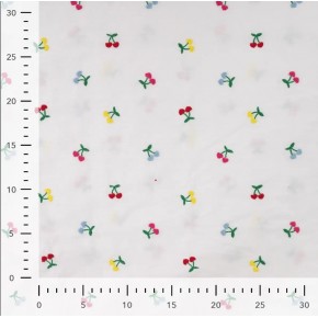 COTON BRODERIES CERISES - UN CHAT SUR UN FIL