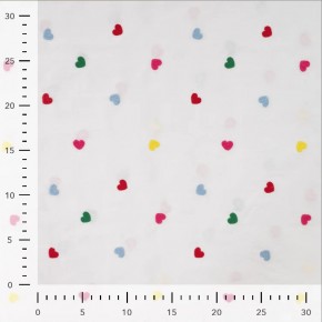 coton brodé coeurs   - un chat sur un fil