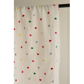 jolie popeline de coton brodé - cœurs Multicolores