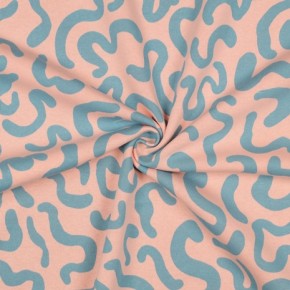 molleton envers gratté rose pêche et bleu - un chat sur un fil