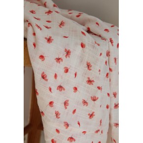 coton imprimé FLEURS AU VENT - un chat sur un fil