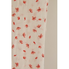 tissu imprimé FLEURS rouges - un chat sur un fil