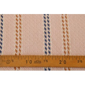 tissu en twill de coton rose avec rayures bleu et caramel