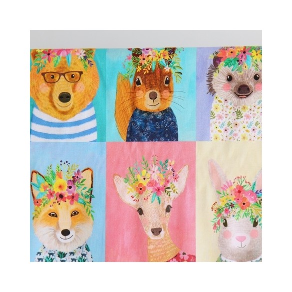 tissu popeline coton - animaux de la forêt