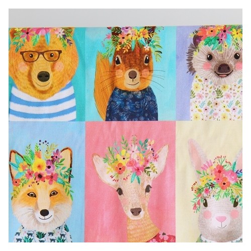 tissu popeline coton - animaux de la forêt