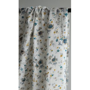 voile de coton fleurs - un chat sur un fil