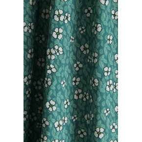 Tissu Viscose Fluide Vert à Petites Fleurs Blanches