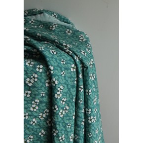 tissu viscose imprimée - vert et blanc