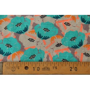 coton imprimé grandes fleurs - un chat sur un fil