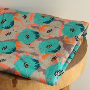 tissu coton imprimé fleurs - tissu upcyclé