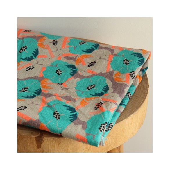 tissu coton imprimé fleurs - tissu upcyclé