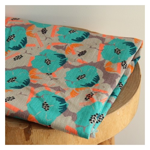 tissu coton imprimé fleurs - tissu upcyclé