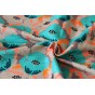tissu coton fleurs vert turquoise et fluo