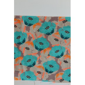 tissu toile de coton - un chat sur un fil