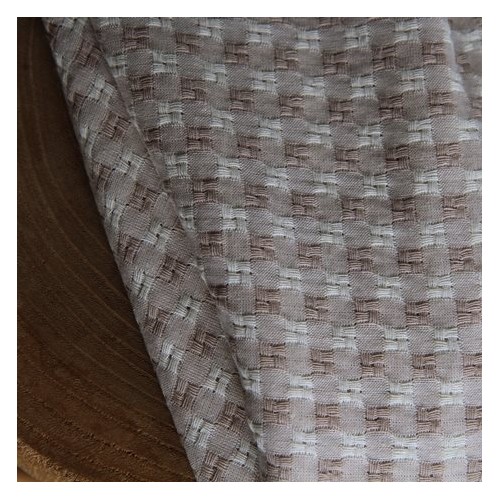 tissu original brodé vichy - un chat sur un fil