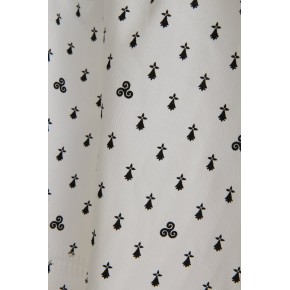 joli tissu breton fond blanc - un chat sur un fil