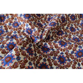 joli tissu matelassé double face fleurs et rayures - un chat sur un fil