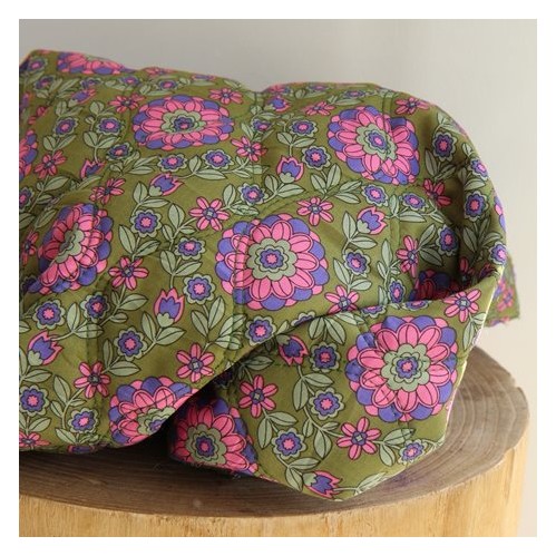 joli matelassé coton fleurs et rayures - un chat sur un fil