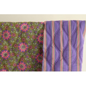 tissu matelassé rayures et fleurs - un chat sur un fil