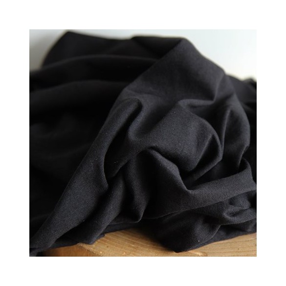 jersey lin et coton noir - un chat sur un fil