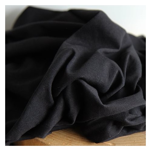 jersey lin et coton noir - un chat sur un fil