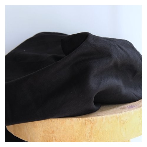 tissu en lin noir - fin et léger
