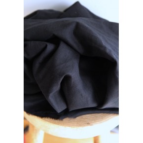 TISSU LIN ET COTON NOIR - UN CHAT SUR UN FIL