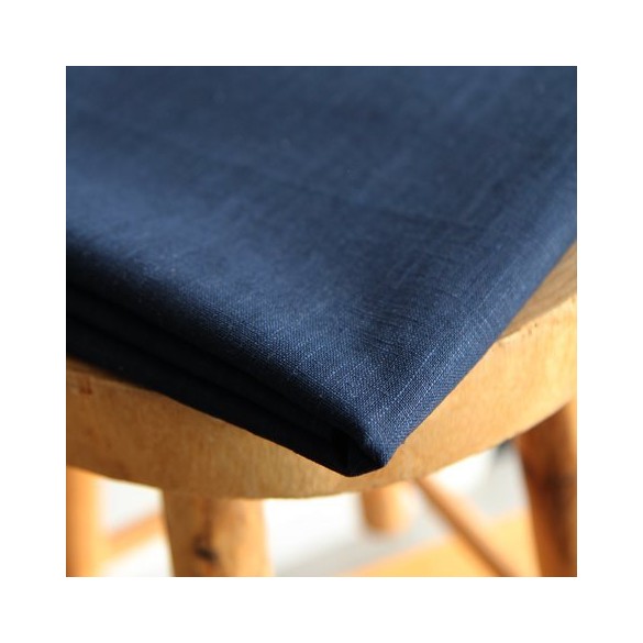 tissu lin marine - un chat sur un fil mercerie