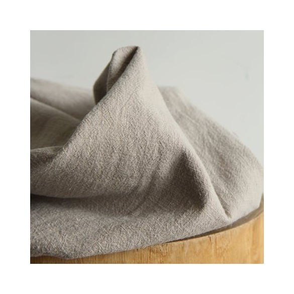 tissu lin  beige avec de la tenue - un chat sur un fil mercerie