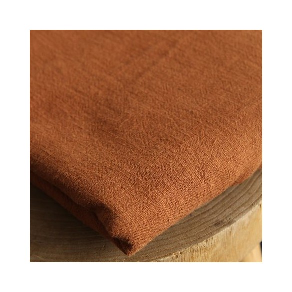 tissu en pur lin caramel - un chat sur un fil